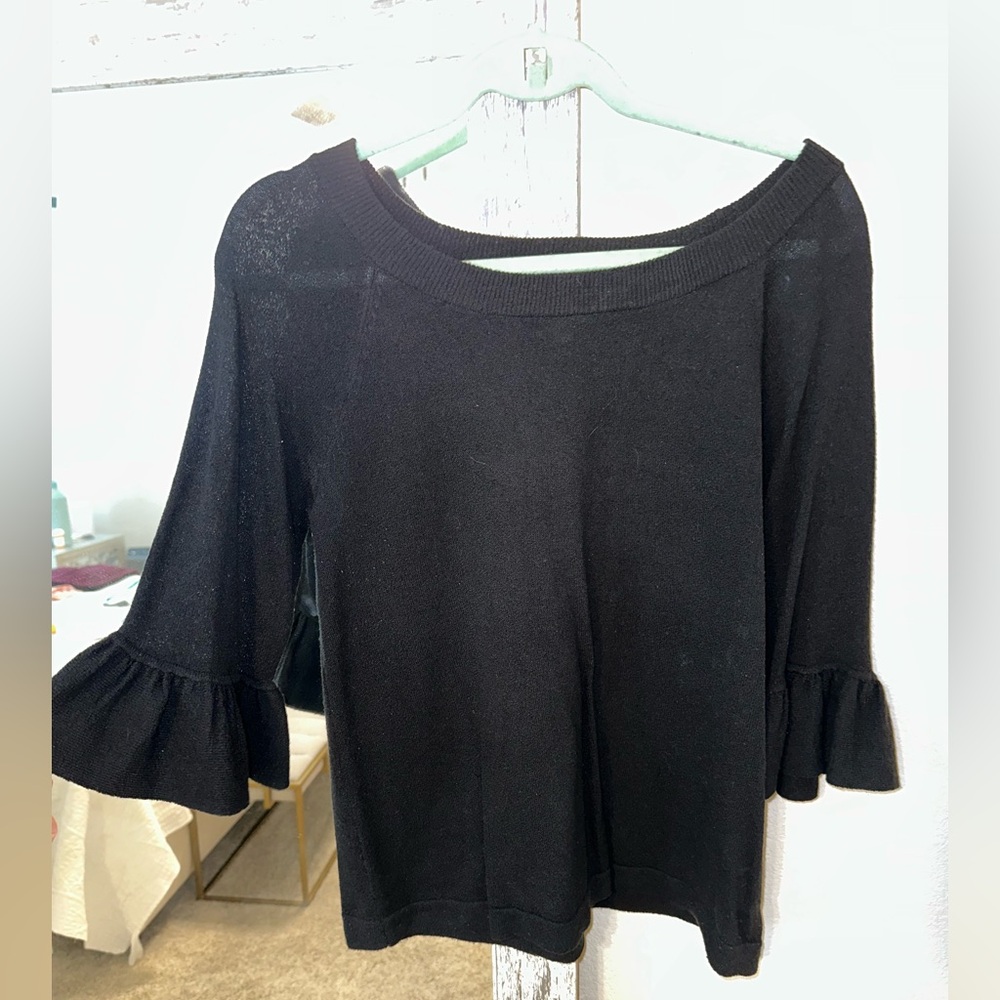 Cupio Black Ruffle Sleeve Blouse